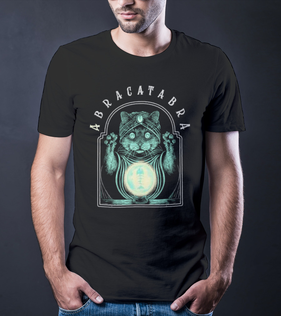 Abracatabra Mystical Cat Crystal Ball By Michelle Nolli T-Shirt