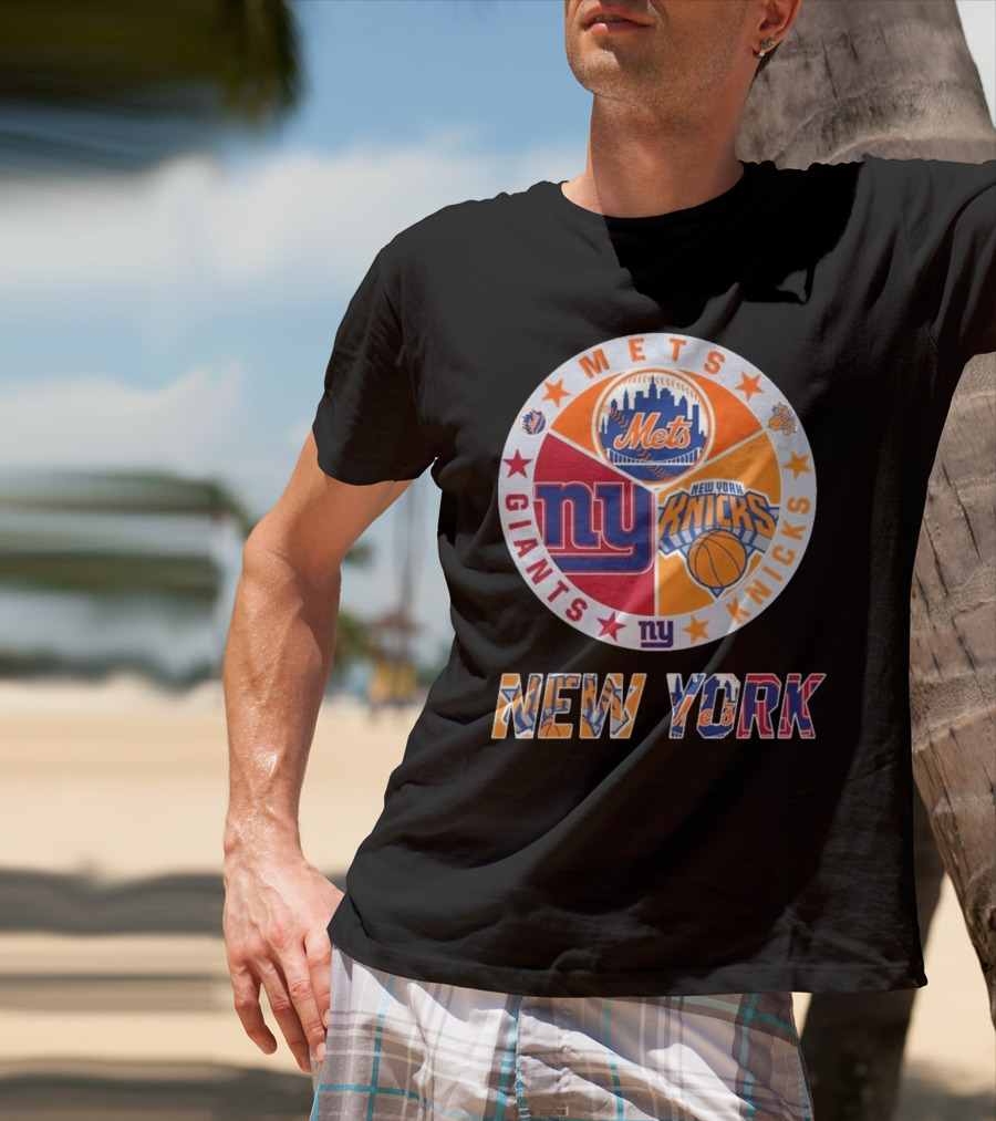New York Mets Giants Knicks Circle Logo New York T-Shirt