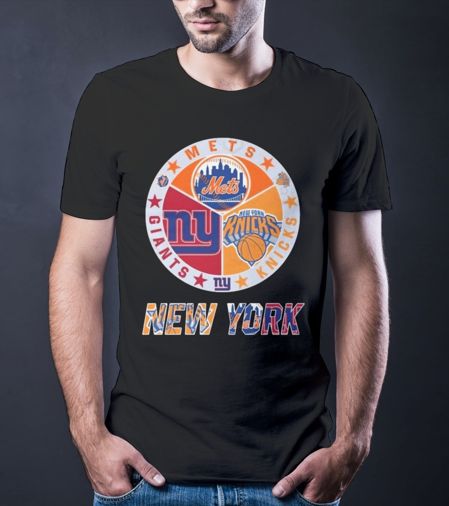 New York Mets Giants Knicks Circle Logo New York T-Shirt