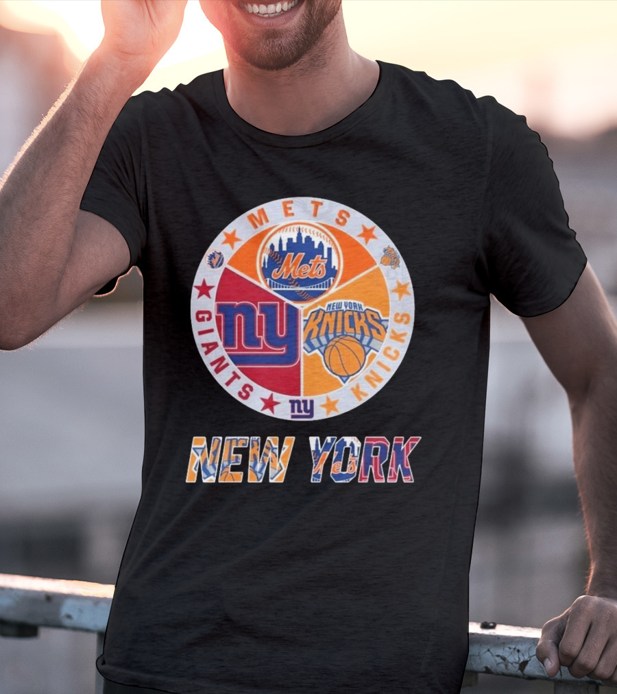 New York Mets Giants Knicks Circle Logo New York T-Shirt