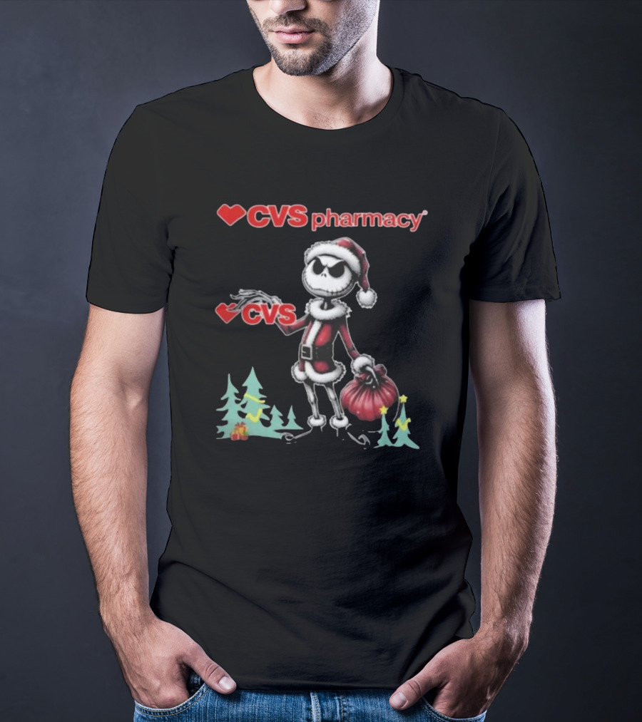 Santa Jack Skellington CVS Pharmacy Merry Christmas T-Shirt