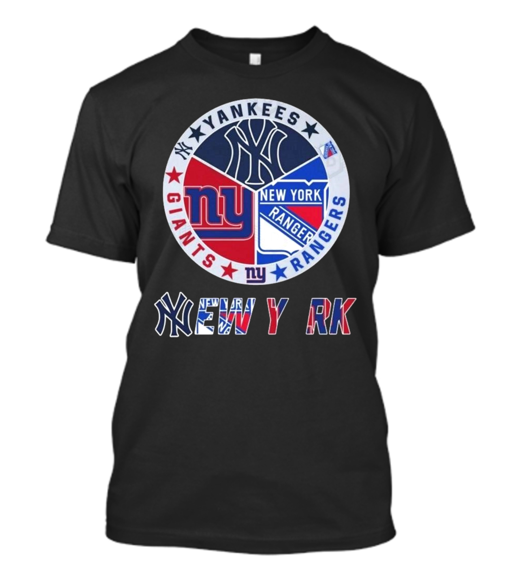 Yankees Giants Rangers Circle New York Collaboration T-Shirt