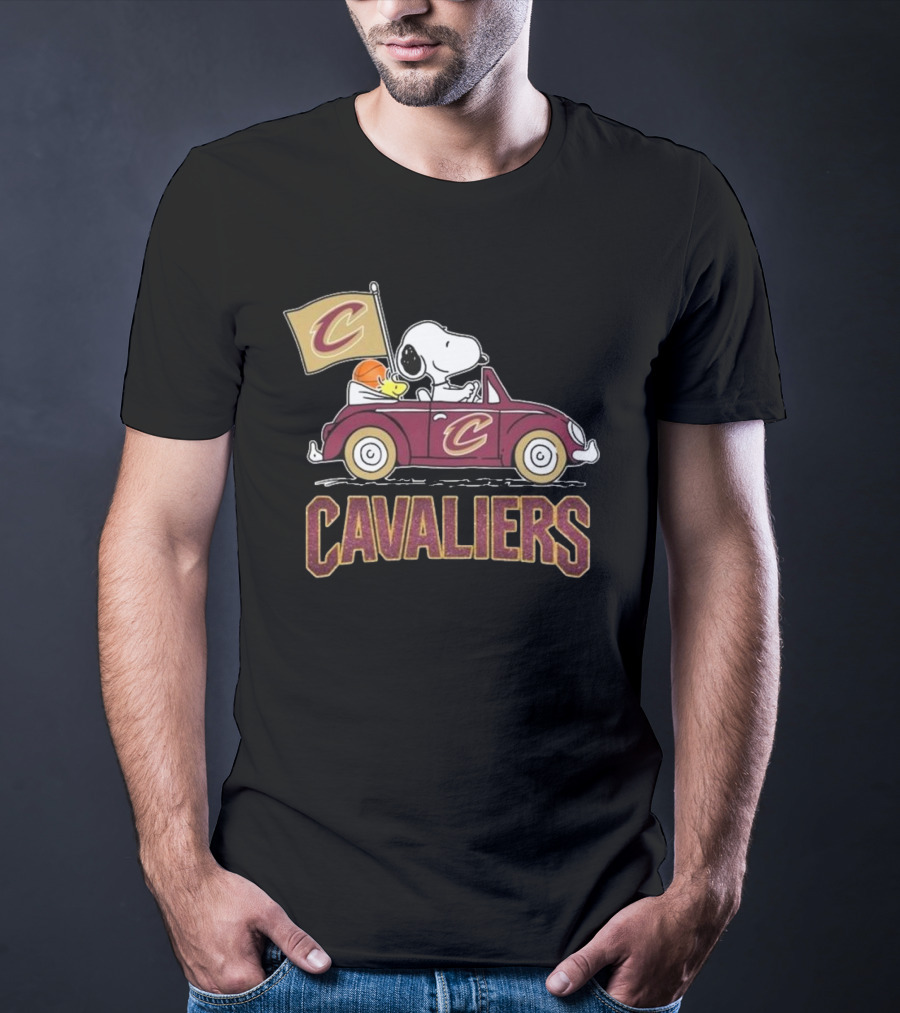 Snoopy Woodstock Driving Car Cavaliers Basketball T-Shirt