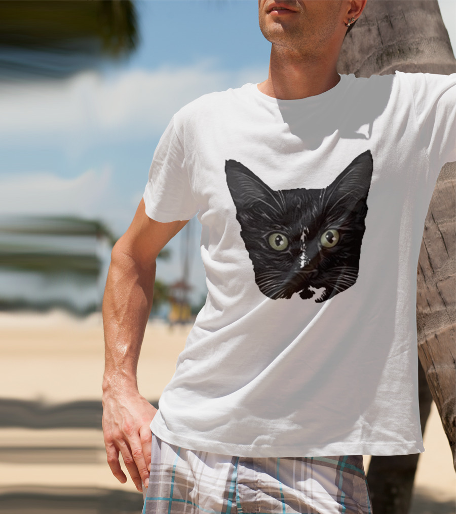 Michael Manigault Brave Green-Eyed Cat Face T-Shirt