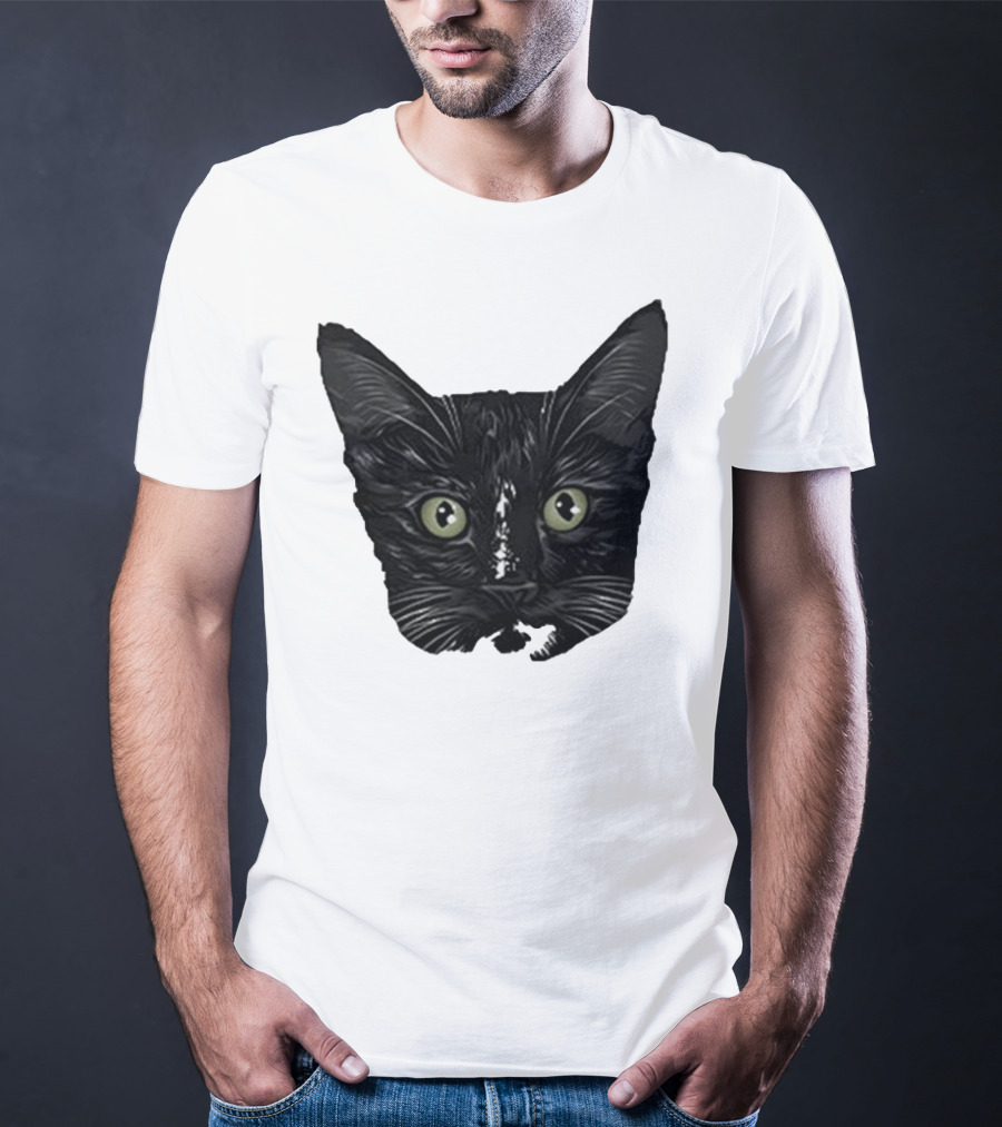 Michael Manigault Brave Green-Eyed Cat Face T-Shirt