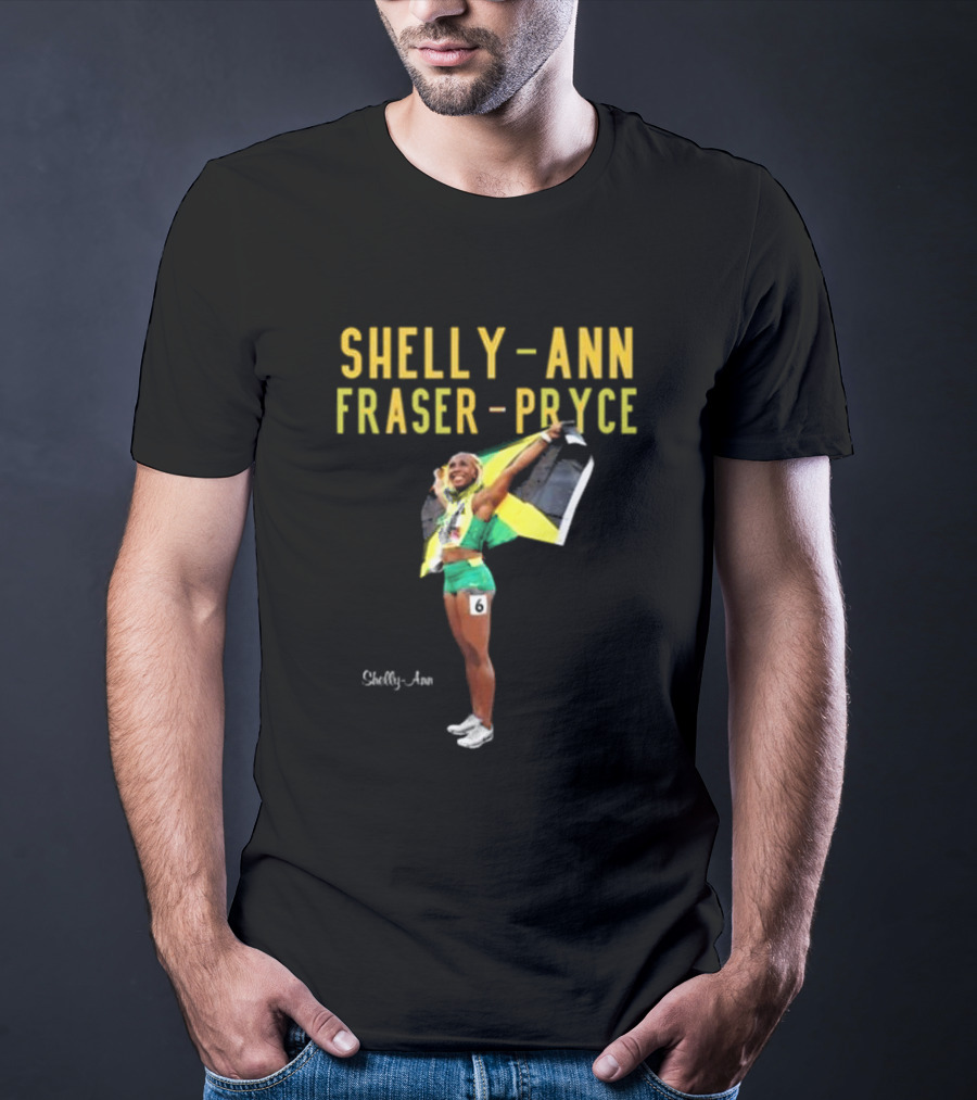 Shelly-Ann Fraser-Pryce Jamaican Flag Victory Pose T-Shirt