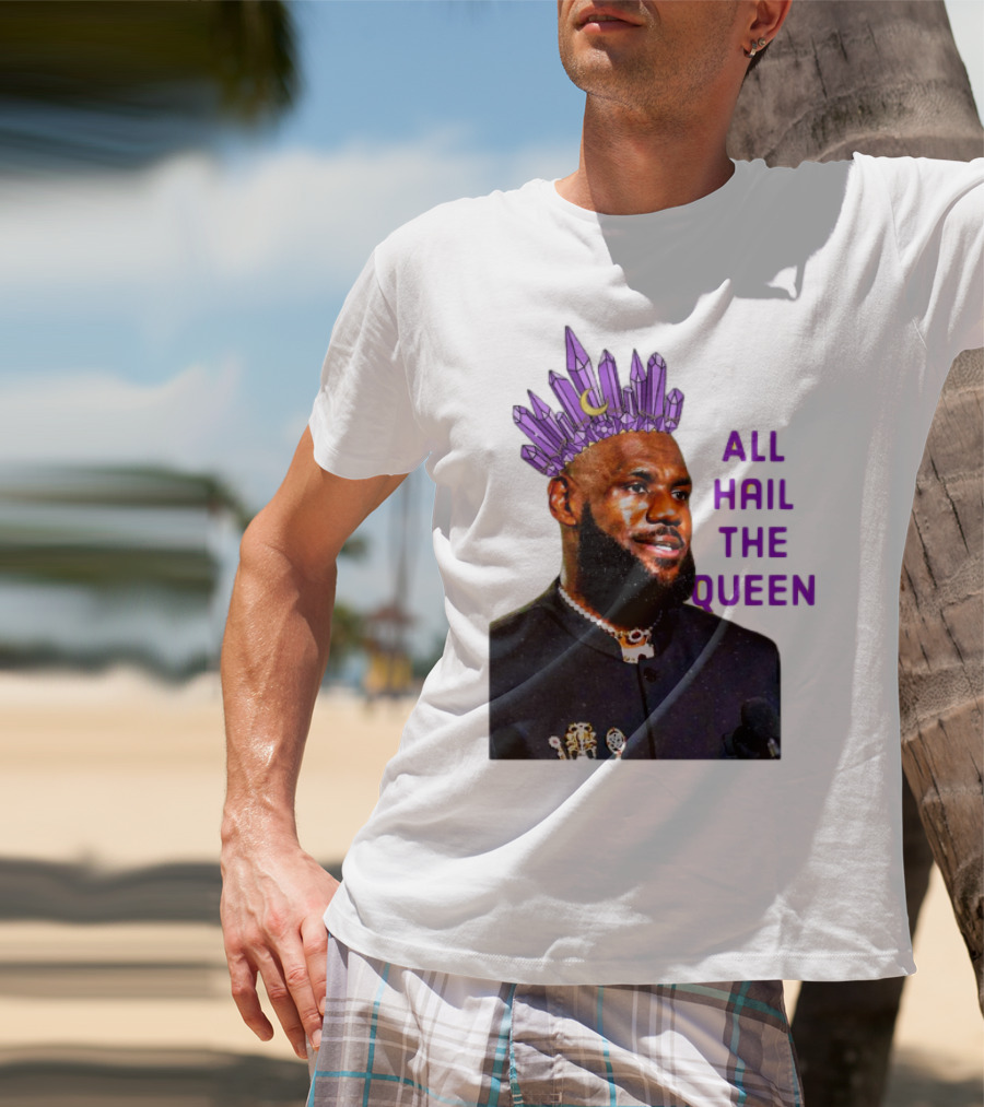 LeBron James All Hail The Queen Purple Crystal Crown T-Shirt
