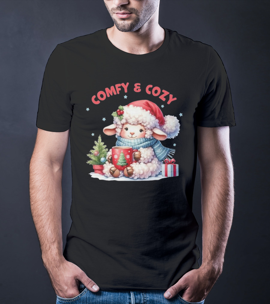 Comfy And Cozy Sheep Christmas T-Shirt
