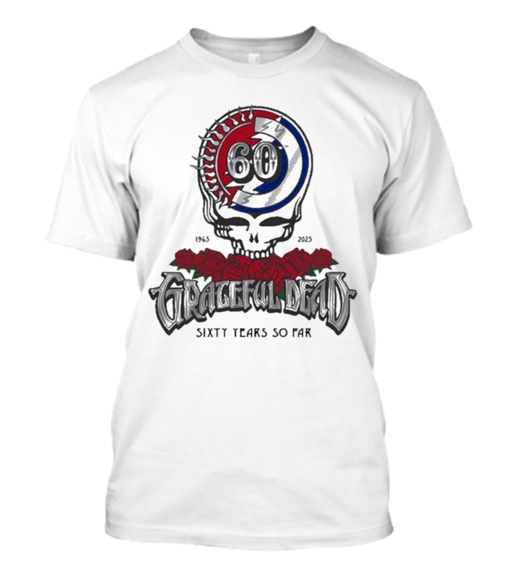 60 Years So Far 1965-2025 Grateful Dead Skull Roses T-Shirt