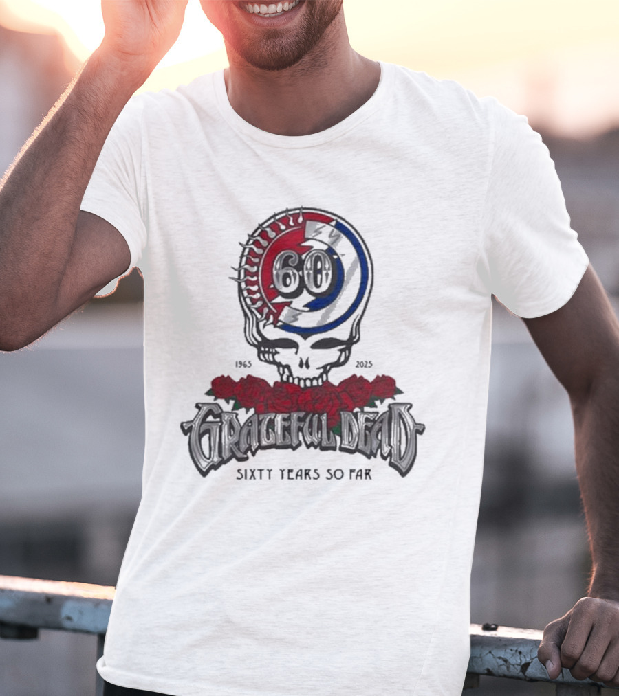 60 Years So Far 1965-2025 Grateful Dead Skull Roses T-Shirt