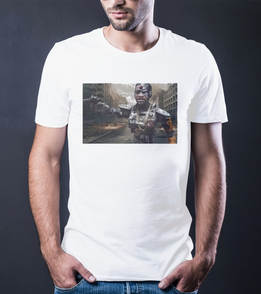 Errl Gangsta Droyd Robot Cyborg In Post-Apocalyptic City Scene T-Shirt