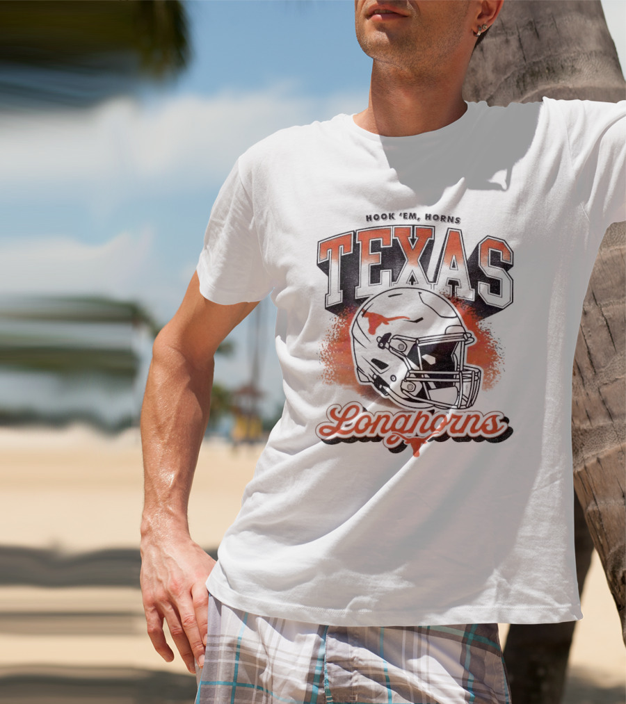 Hook Em Horns Texas Longhorns Football Helmet Texas Longhorns T-Shirt