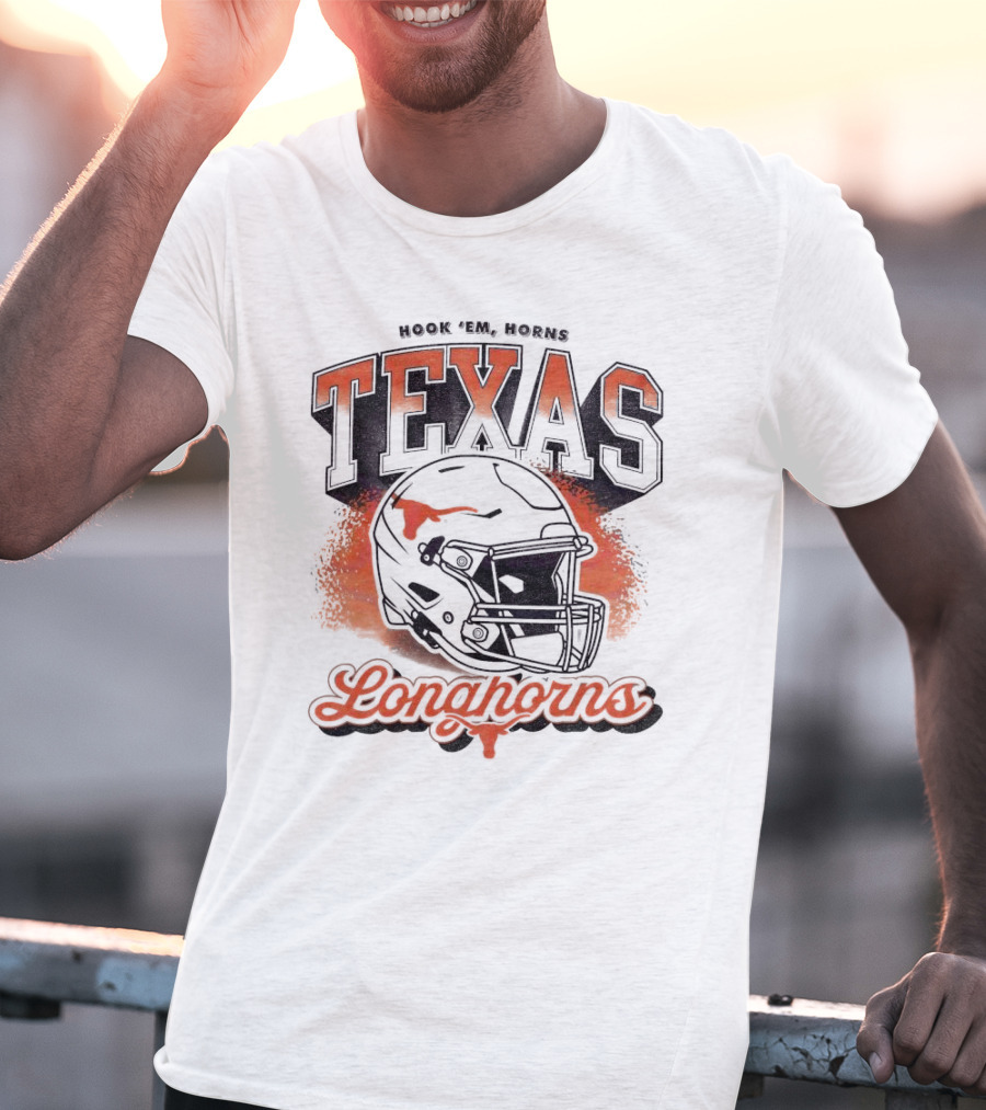 Hook Em Horns Texas Longhorns Football Helmet Texas Longhorns T-Shirt