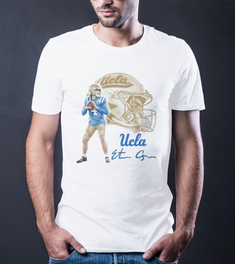 Ethan Garbers UCLA Football Quarterback Signature With Helmet T-Shirt