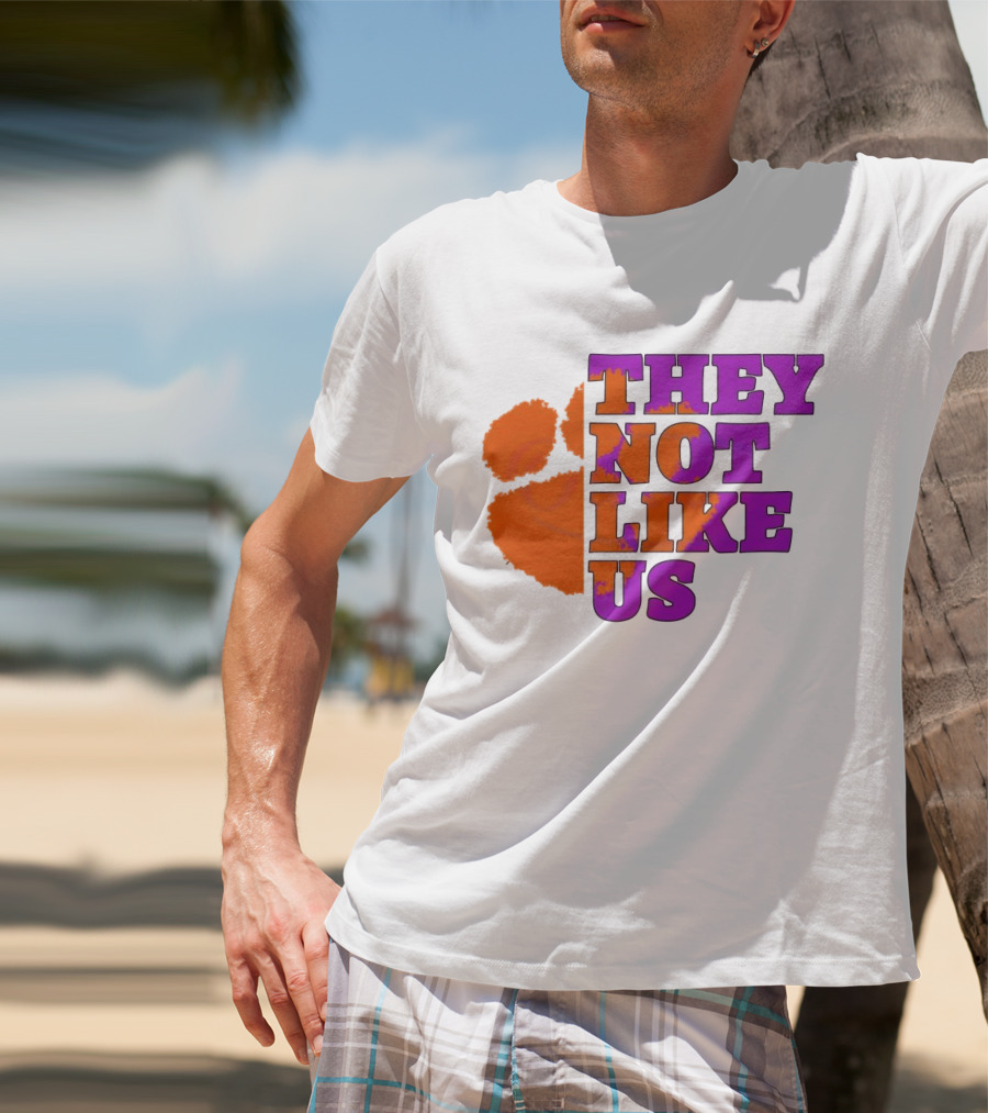 They Not Like Us Clemson Tigers College Football 2025 Orange Paw Prints T-Shirt