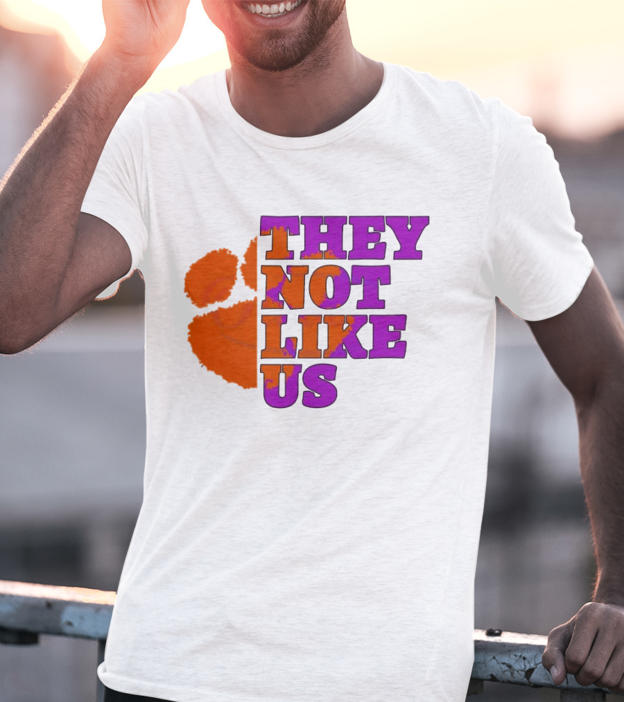 They Not Like Us Clemson Tigers College Football 2025 Orange Paw Prints T-Shirt