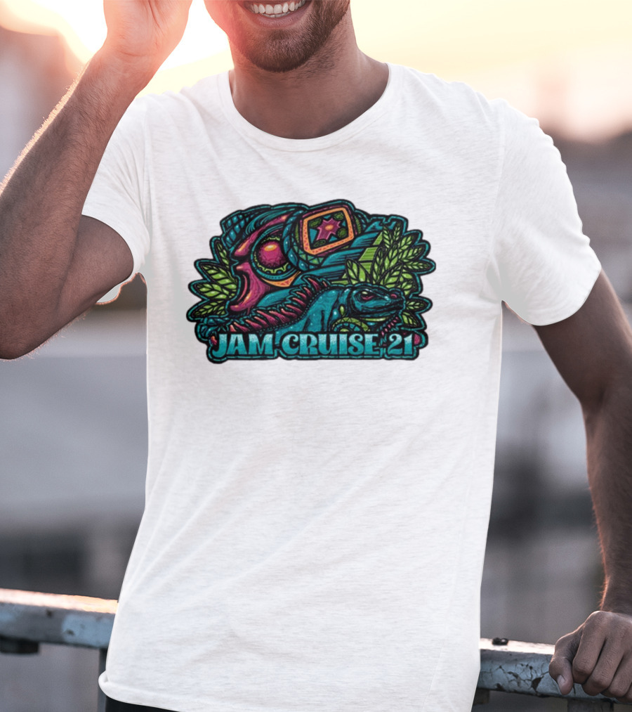Jam Cruise 21 Jeff Wood 2025 Psychedelic Iguana And Space Elements T-Shirt