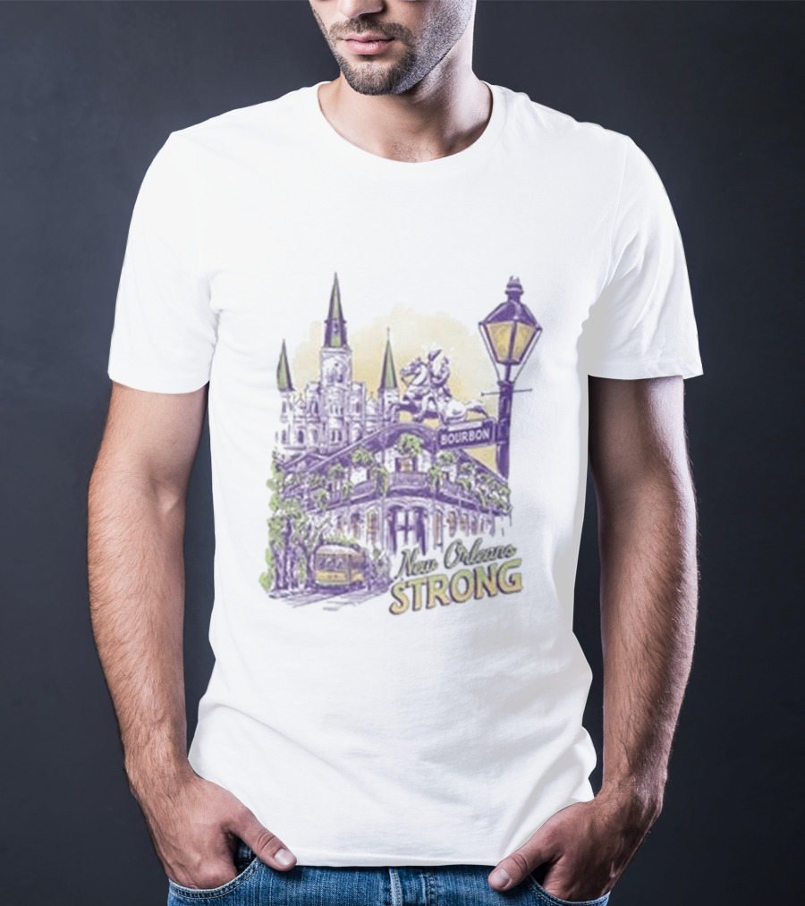 New Orleans Strong Bourbon Street Charity Iconography T-Shirt