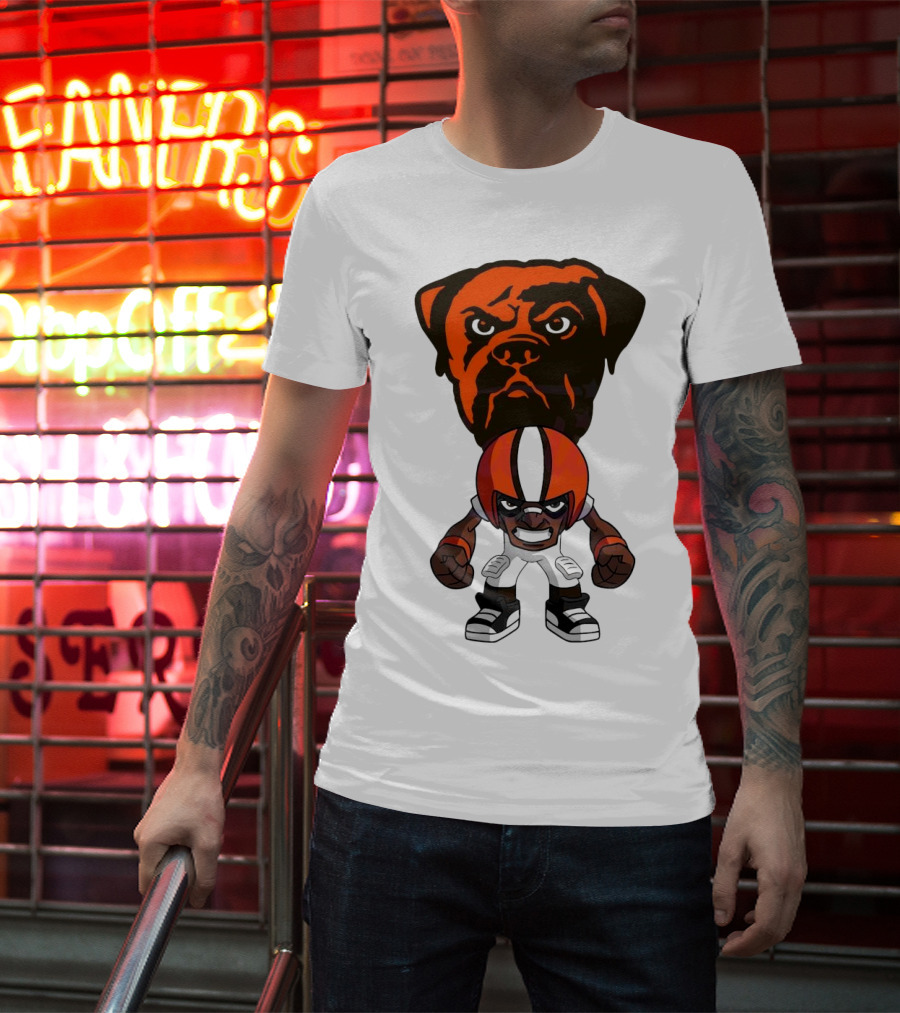 Cleveland Browns NFL Rush Zone Cartoon Character Dog 2025 T-Shirt