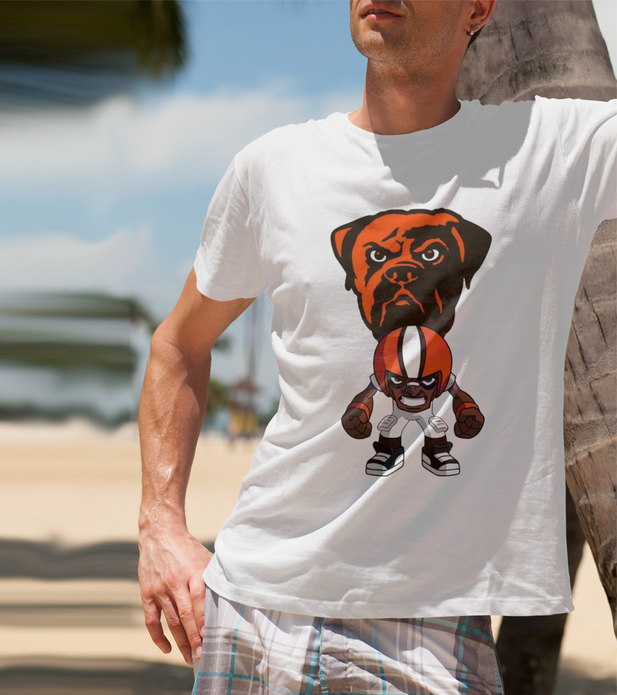 Cleveland Browns NFL Rush Zone Cartoon Character Dog 2025 T-Shirt