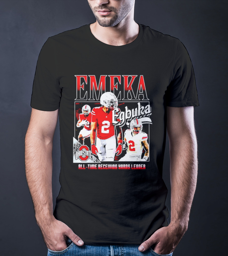 Ohio State Buckeyes Emeka Egbuka All-Time Receiving Yards Leader T-Shirt