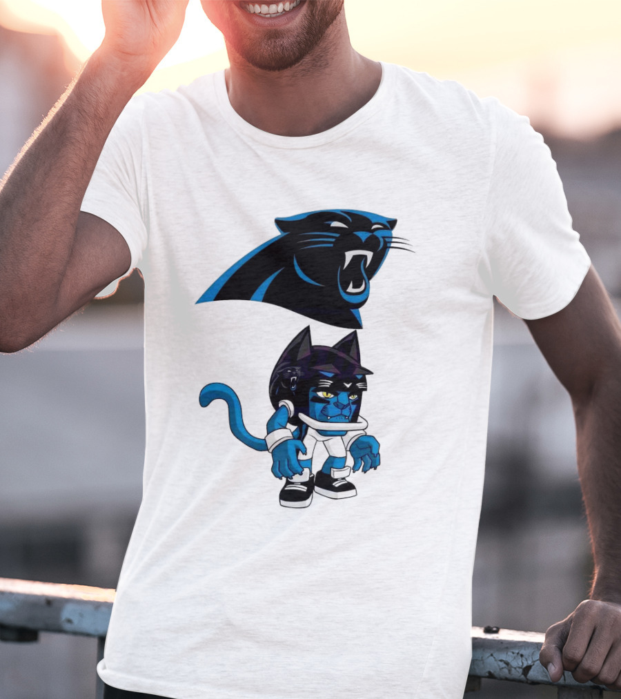 Rush Zone Carolina Panthers NFL Cartoon Character 2025 Football Mascot T-Shirt