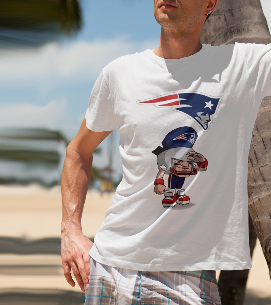 Rush Zone New England Patriots NFL Cartoon Character 2025 Saluting Player With Patriots T-Shirt