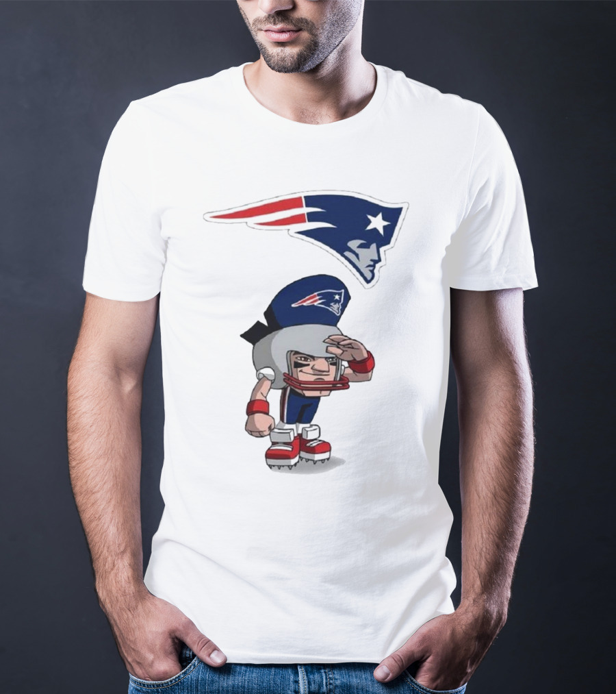 Rush Zone New England Patriots NFL Cartoon Character 2025 Saluting Player With Patriots T-Shirt