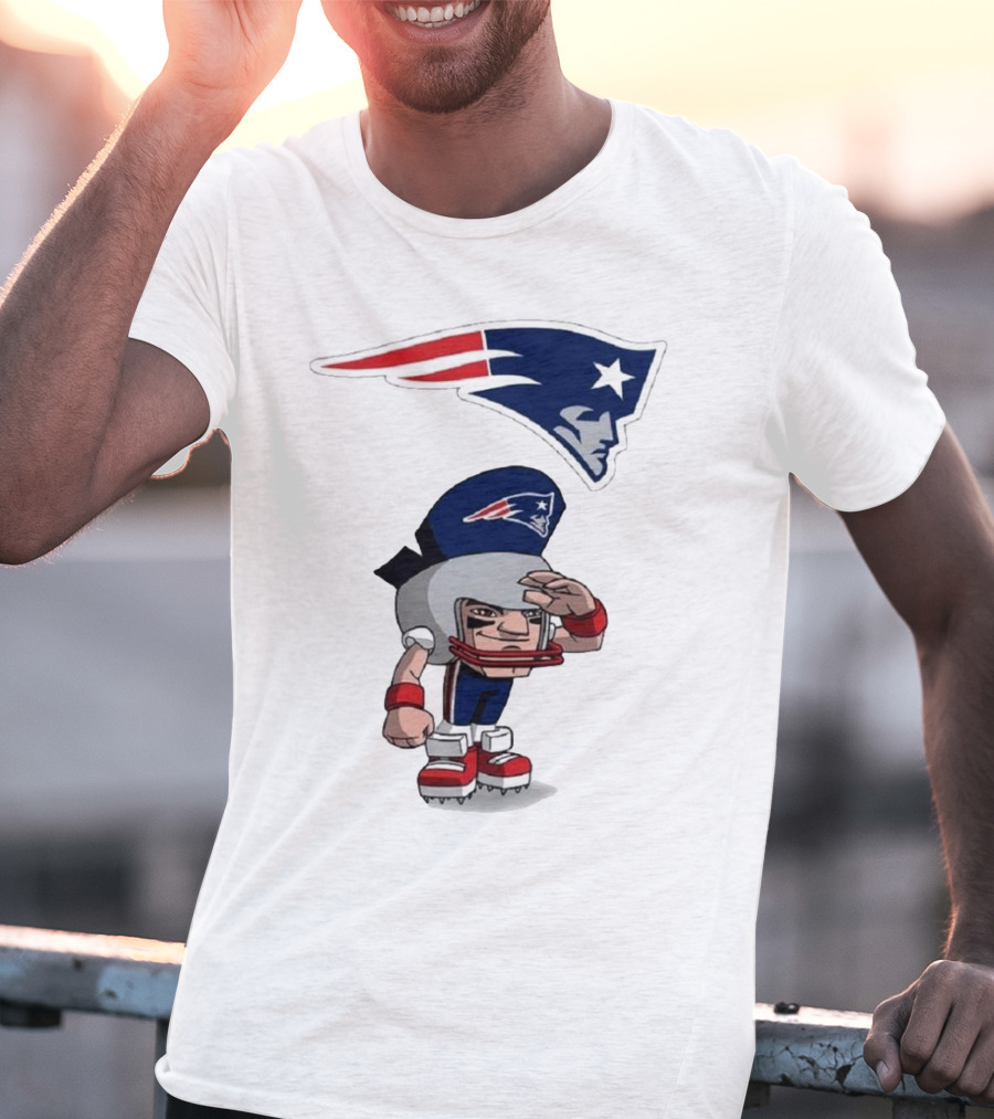 Rush Zone New England Patriots NFL Cartoon Character 2025 Saluting Player With Patriots T-Shirt