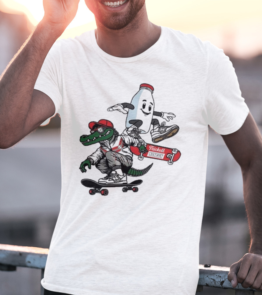 Crocodile And Milk Skateboarding Lost Art X TRiCKETT Collaboration T-Shirt
