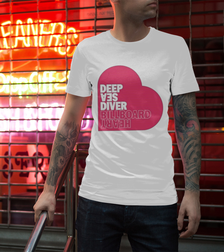 Deep Sea Diver Pink Billboard Heart T-Shirt