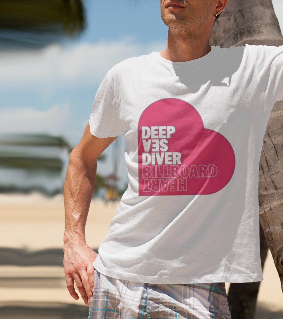 Deep Sea Diver Pink Billboard Heart T-Shirt