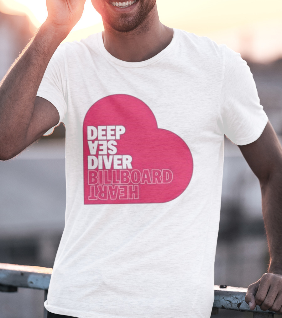 Deep Sea Diver Pink Billboard Heart T-Shirt