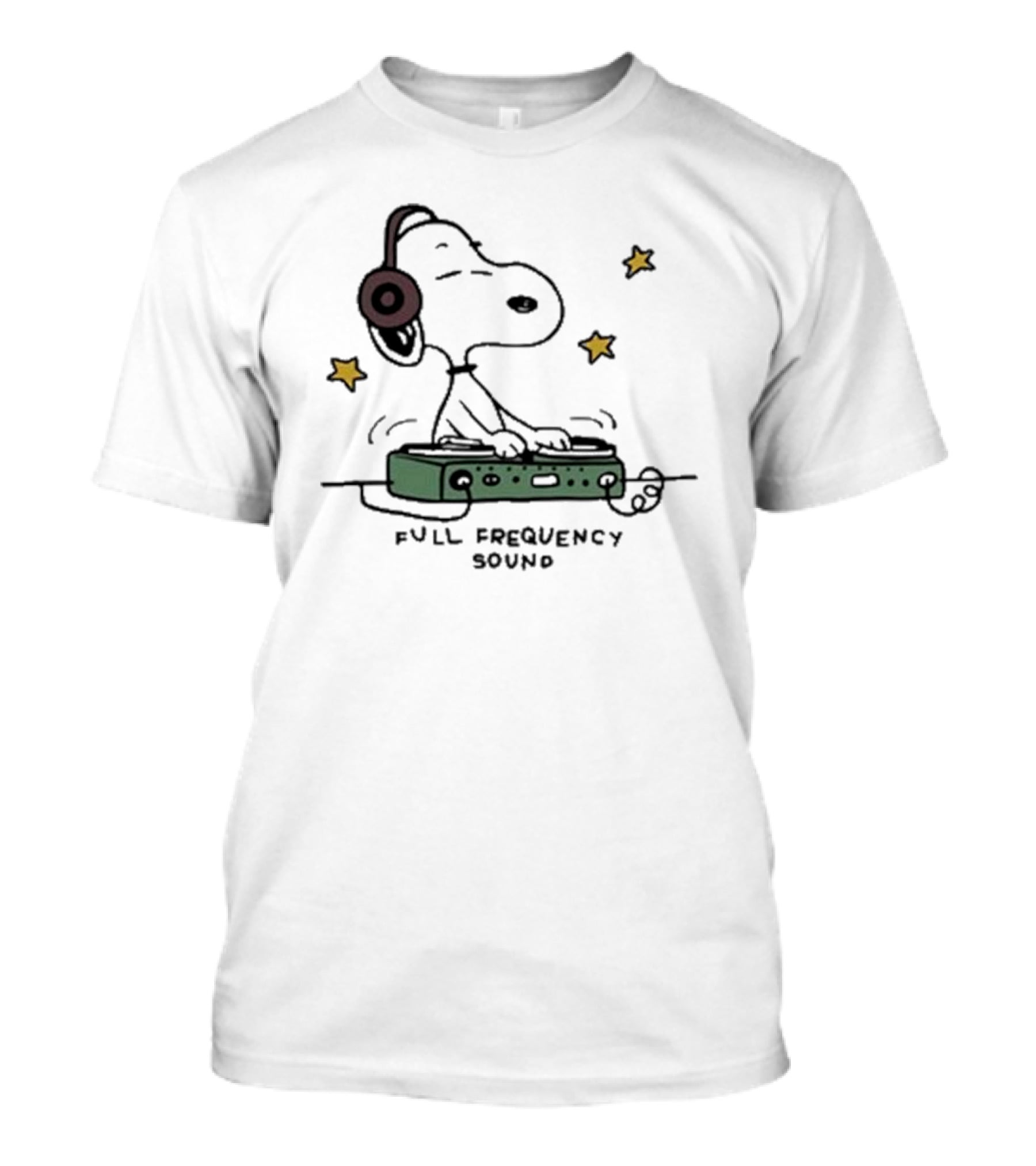 Snoopy DJ With Headphones Full Frequency Sound Stars T-Shirt