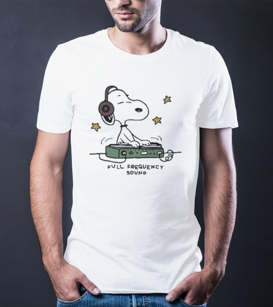 Snoopy DJ With Headphones Full Frequency Sound Stars T-Shirt