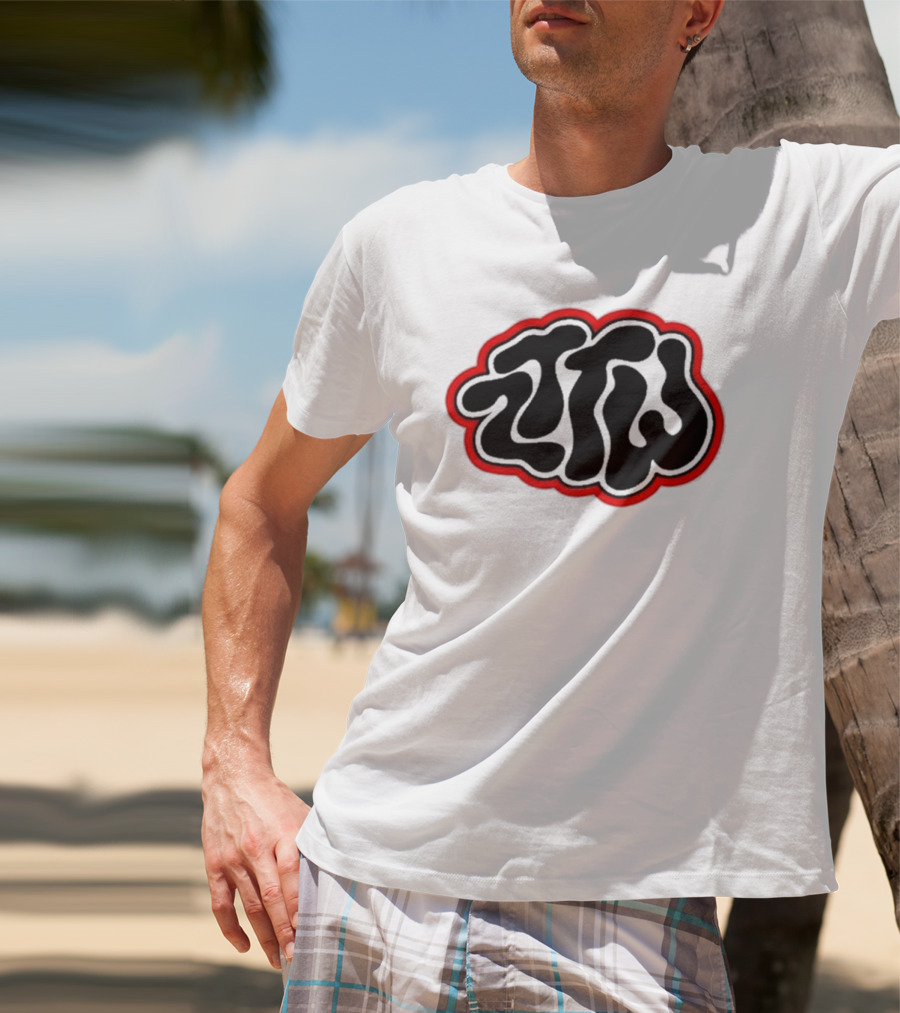 Zttw Green Logo Psychedelic Style Outline T-Shirt