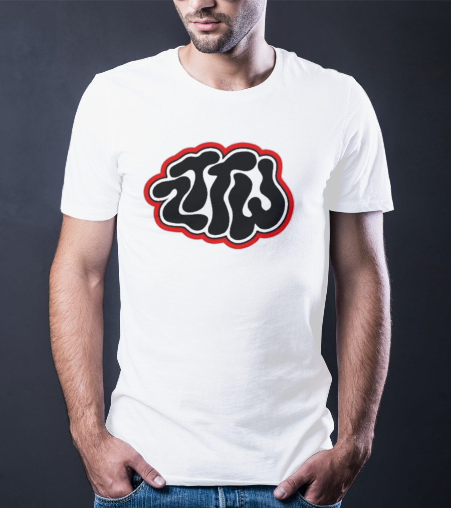 Zttw Green Logo Psychedelic Style Outline T-Shirt