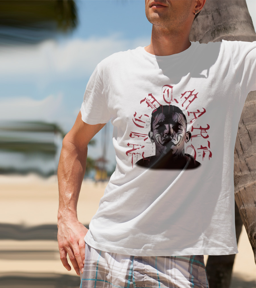 2025 Carlos Prates Nightmare Face With Red Gothic Text T-Shirt