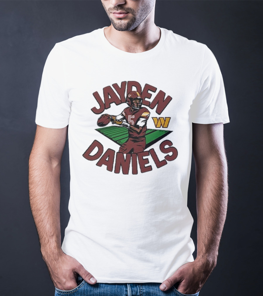 Jayden Daniels 5 Football Player Washington W T-Shirt