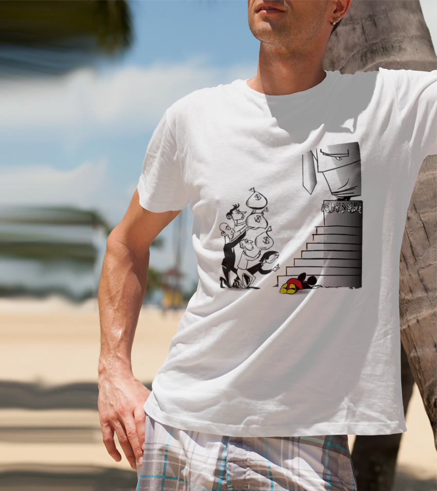 Newspaper Cartoon Economic Commentary Symbolic Imagery Money Hierarchy T-Shirt