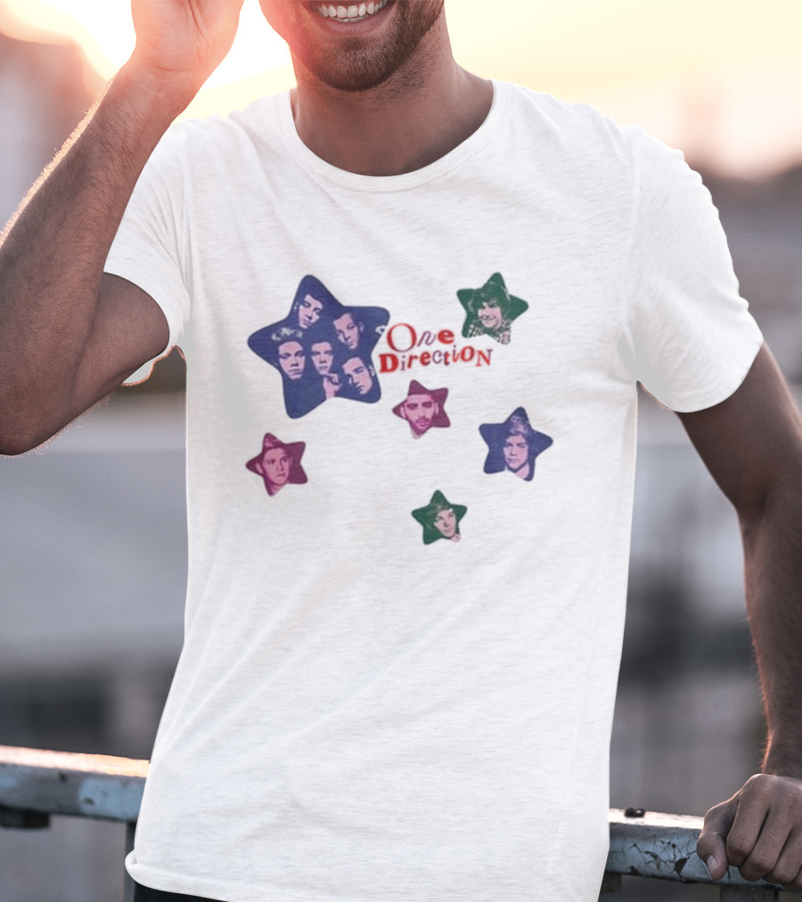 One Direction Colorful Star Faces T-Shirt