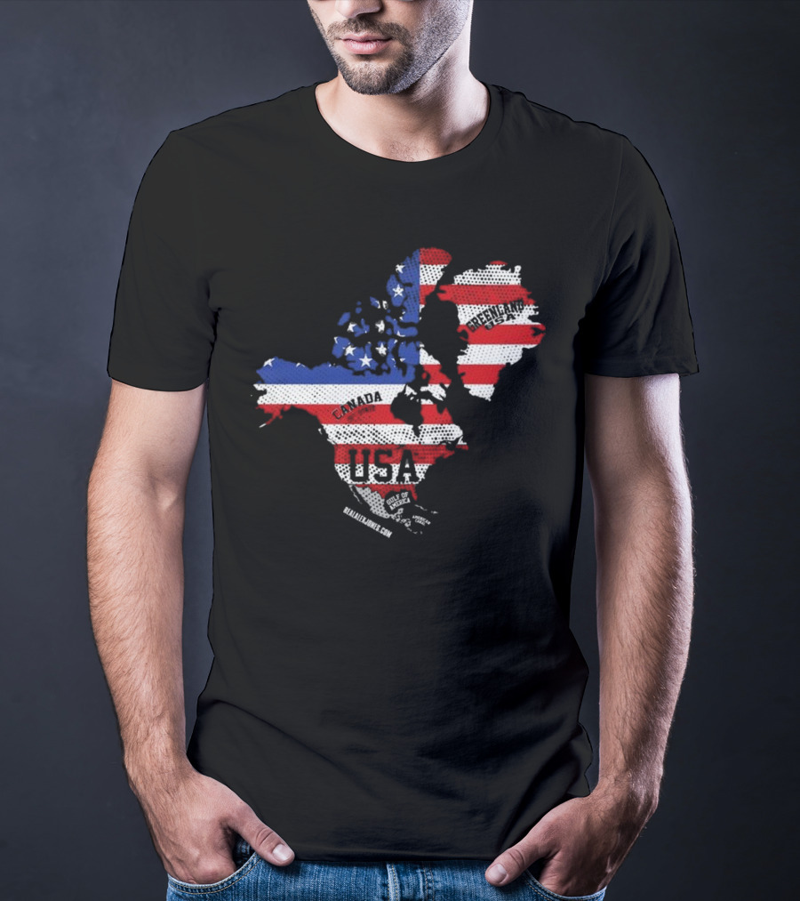 USA Canada Greenland Flag Map Bold Lines T-Shirt
