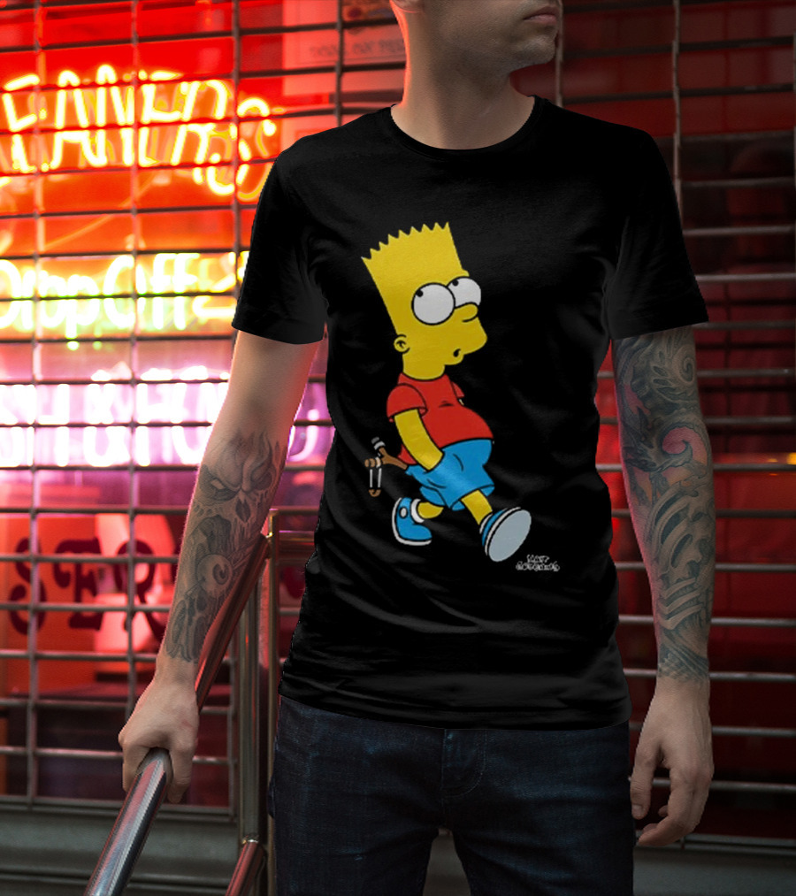 0th Century The Simpsons Bart Simpson With Slingshot Drawing T-Shirt