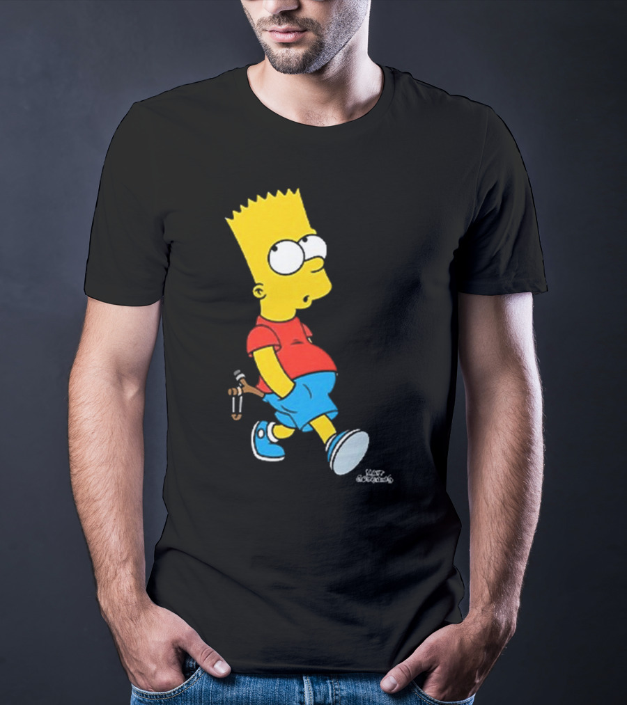 0th Century The Simpsons Bart Simpson With Slingshot Drawing T-Shirt