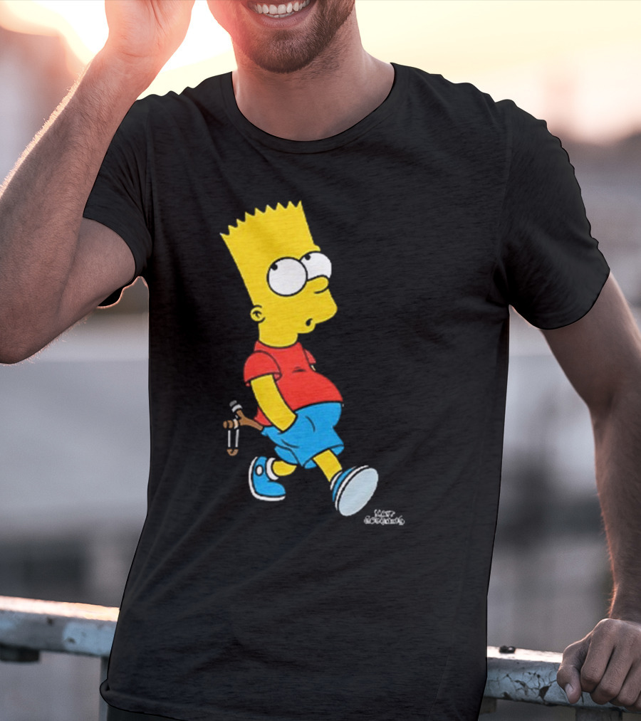 0th Century The Simpsons Bart Simpson With Slingshot Drawing T-Shirt