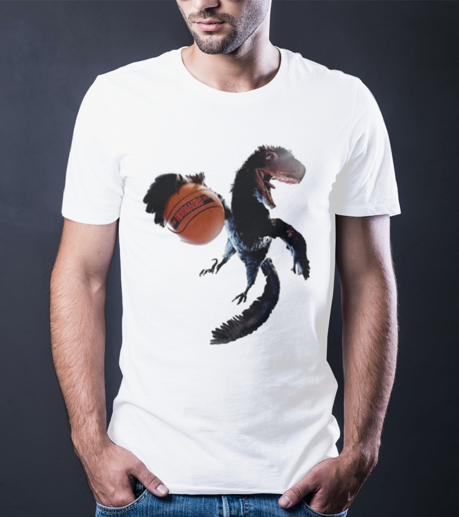 Coolioart Deinonychus Dinosaur With Spalding Basketball T-Shirt