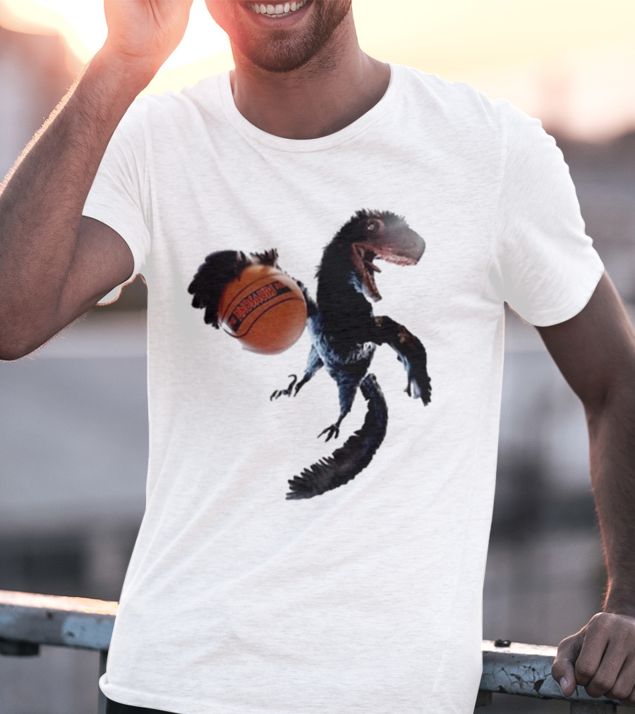 Coolioart Deinonychus Dinosaur With Spalding Basketball T-Shirt
