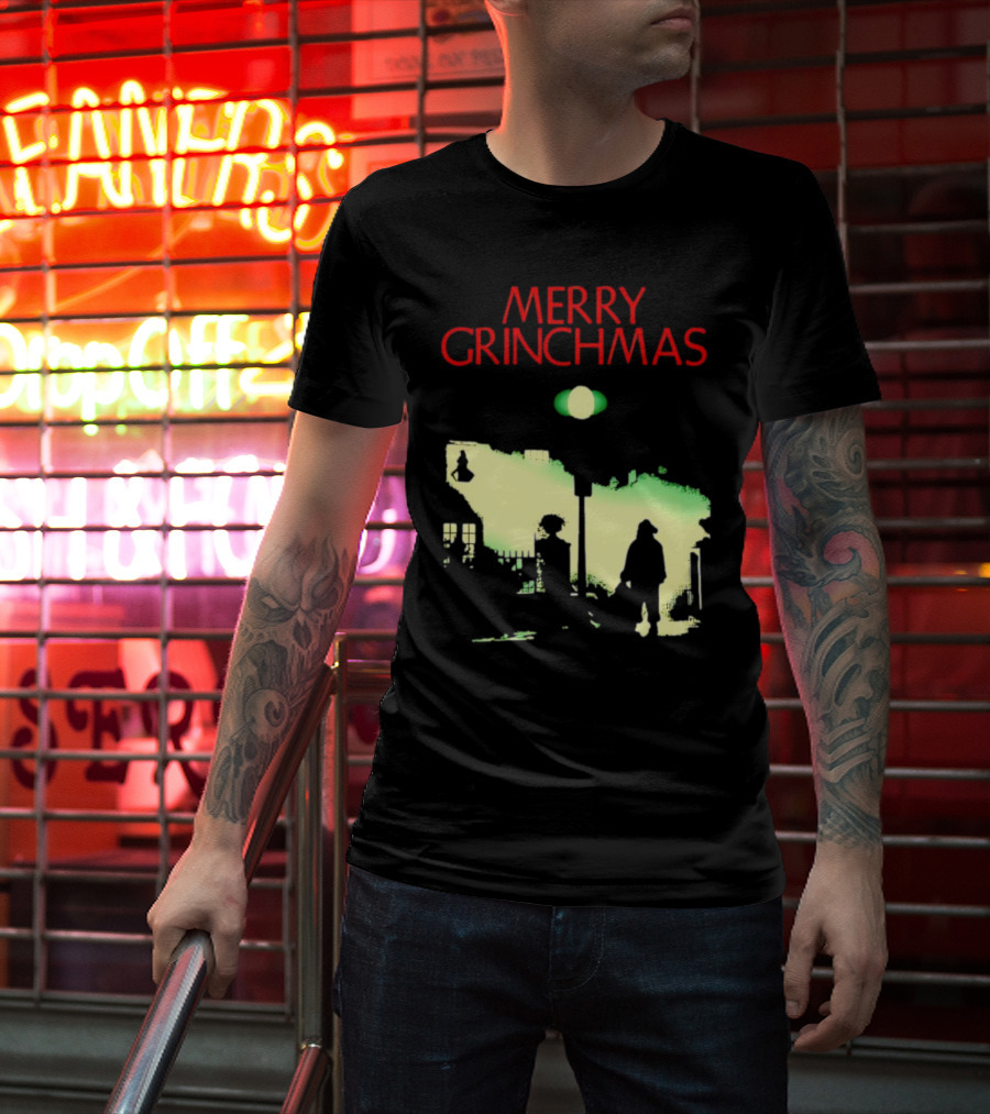 Merry Grinchmas Grinch X The Exorcist Silhouette Scene T-Shirt