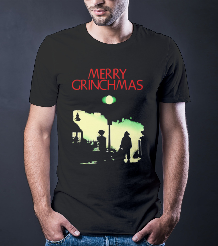 Merry Grinchmas Grinch X The Exorcist Silhouette Scene T-Shirt