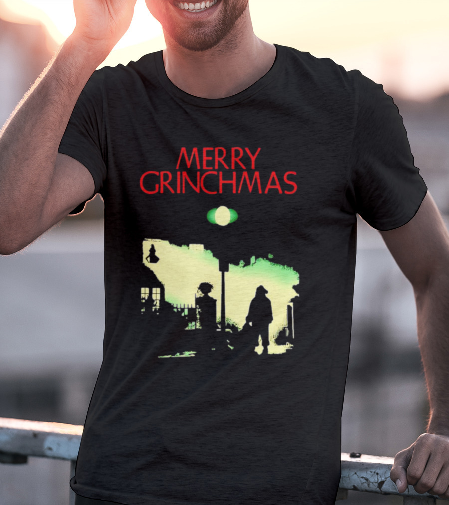 Merry Grinchmas Grinch X The Exorcist Silhouette Scene T-Shirt